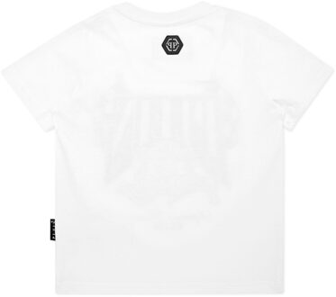 Philipp Plein Jersey T-Shirt Round Neck Ss Strass Racing Club - maat Wit