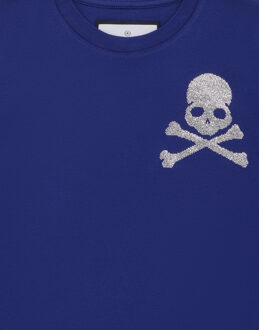 Philipp Plein Jersey T-Shirt Round Neck Ss Strass Skull&Bones Donkerblauw - 10J / 140cm