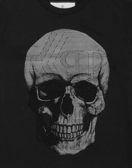 Philipp Plein Jersey T-Shirt Round Neck Ss Strass Skull Zwart - 14J / 164cm