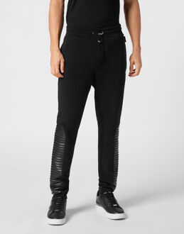 Philipp Plein Jogging Trousers With Leather Inserts Zwart