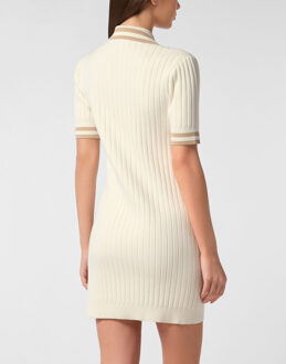 Philipp Plein Knit Polo Dress Wit - L