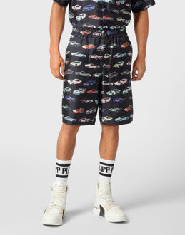 Philipp Plein Korte Broek Racing Zwart/Veelkleurig