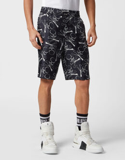 Philipp Plein Korte Broek Skull Bones Zwart - XL