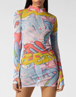 Philipp Plein Korte Jurk Bombing Graffiti Veelkleurig