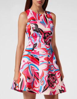 Philipp Plein Korte Jurk Circus Fuchsia