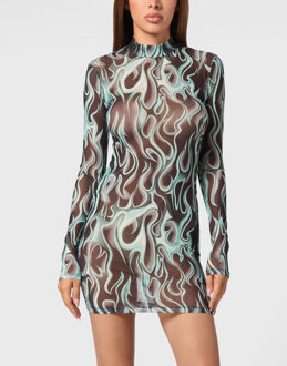 Philipp Plein Korte Jurk Flame Zwart - S