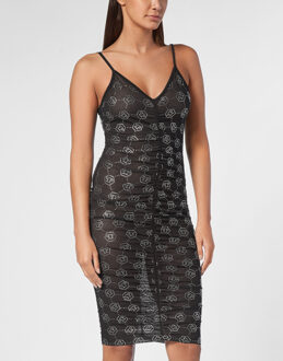 Philipp Plein Korte Jurk Monogram Zwart - XS