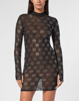 Philipp Plein Korte Jurk Monogram Zwart