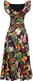 Philipp Plein Lange Jurk Flowers Zwart/Veelkleurig