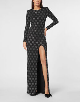 Philipp Plein Lange Jurk Monogram Zwart