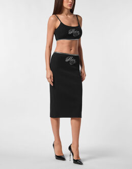 Philipp Plein Lange Rok Signature Zwart - L