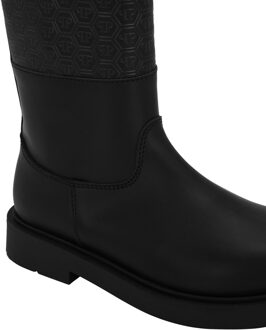 Philipp Plein Leather Low Boots Monogram Zwart - 31.5 EU/IT