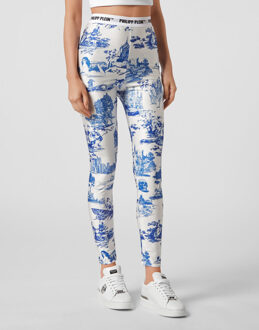 Philipp Plein Legging En Plein Air Wit/Blauw