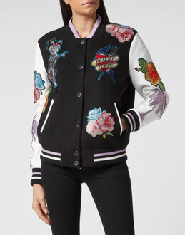 Philipp Plein Leren Bomber Hawaii Zwart - XS