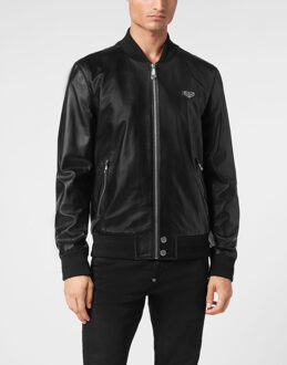 Philipp Plein Leren Bomber Iconic Plein - maat L Zwart
