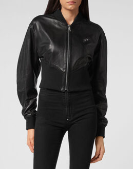 Philipp Plein Leren Bomber - maat L Zwart