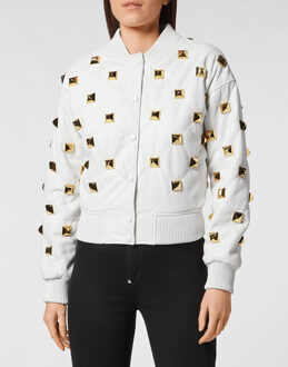 Philipp Plein Leren Bomber - maat M Wit