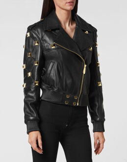 Philipp Plein Leren Bomber - maat Zwart