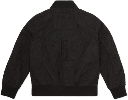 Philipp Plein Leren Bomber Monogram - maat Zwart