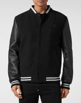Philipp Plein Leren Bomber Skull - maat 3XL Zwart