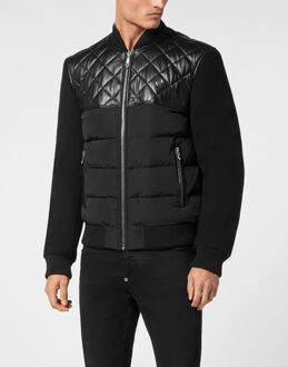 Philipp Plein Leren Bomber Zwart - 2XL