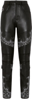 Philipp Plein Leren Broek Paisley Zwart