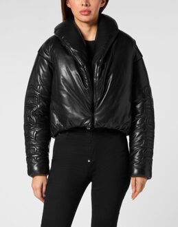 Philipp Plein Leren Jas Skull&Bones - maat Zwart