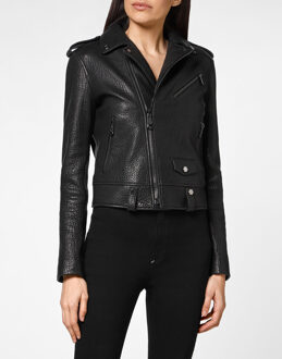 Philipp Plein Leren Motorrijder Iconic Plein - maat S Zwart