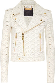 Philipp Plein Leren Motorrijder Wit