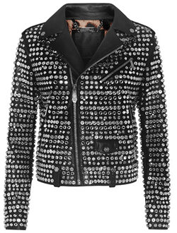 Philipp Plein Leren Motorrijder Zwart - S