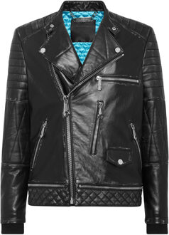 Philipp Plein Leren Motorrijder Zwart