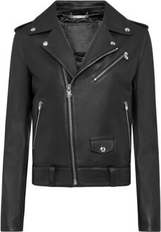 Philipp Plein Leren Motorrijder Zwart