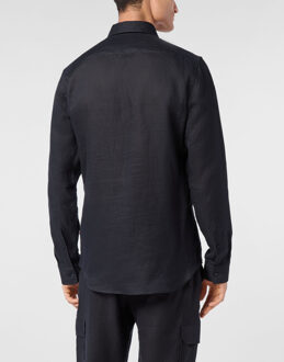 Philipp Plein Linen Shirt Sugar Daddy Cut Ls Donkerblauw - 2XL