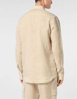 Philipp Plein Linen Shirt Sugar Daddy Cut Ls - maat M Beige