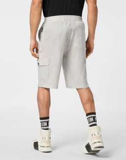 Philipp Plein Linen Short Trousers Coolkid Cargo Grijs