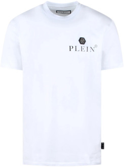 Philipp Plein Logo Print Katoenen T-Shirt Philipp Plein , White , Heren - Xl,L,M,S