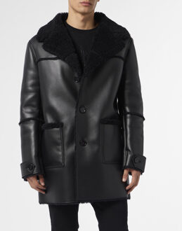 Philipp Plein Long Eco Shearling Jacket - maat L Zwart