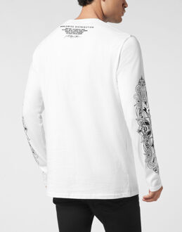 Philipp Plein Long Sleeve T-Shirt Chrome Crest Wit - 3XL