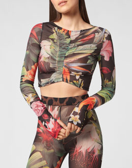 Philipp Plein Longsleeve Flowers Zwart/Veelkleurig - L