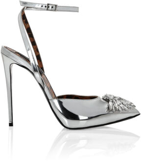 Philipp Plein Mirror Leather Decollete Hi- Heels Brooches Zilver - EU 35
