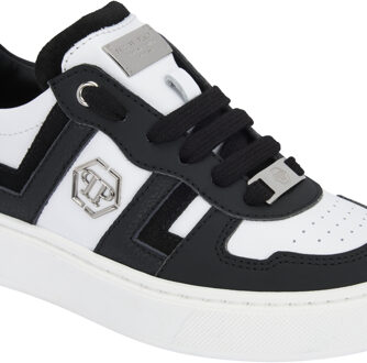 Philipp Plein Mix Materials Low-Top Sneakers - maat EU 31 Zwart/wit