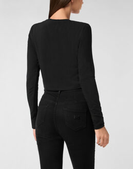 Philipp Plein Modal Long-Sleeved T-Shirt Round Neck Signature - maat XS Zwart