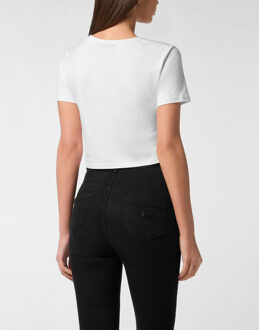 Philipp Plein Modal Sexy Pure Fit Cropped T-Shirt - maat M Wit