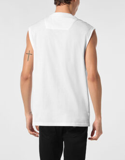 Philipp Plein Mouwloos Ronde Hals T-shirt - maat XL Wit