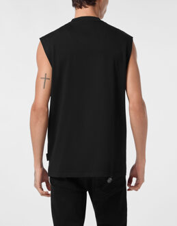 Philipp Plein Mouwloos Ronde Hals T-shirt Zwart - S