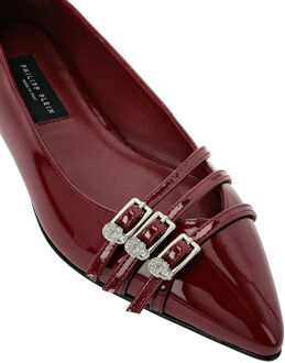 Philipp Plein Multi-Strap Ballerina Flats Skull Bordeaux - EU 37