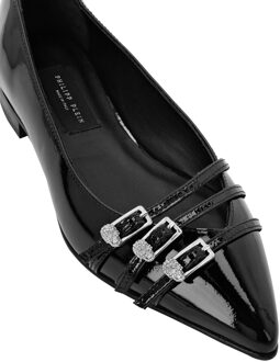 Philipp Plein Multi-Strap Ballerina Flats Skull Zwart - EU 37