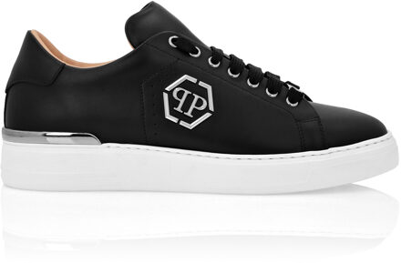 Philipp Plein Nappa Leather Lo-Top Sneakers Hexagon Zwart