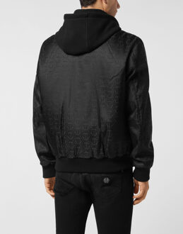 Philipp Plein Nylon Hooded Bomber - maat S Zwart