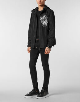 Philipp Plein Nylon Hooded Windbreaker Glass Skull - maat XL Zwart
